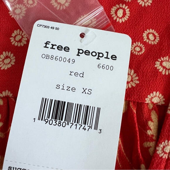 Free People Top Women’s XS Floral Lady Bohemian Crop Blouse Bell Sleeve - Picture 7 of 11